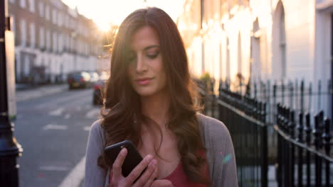Phone,-walking-and-woman-on-social-media