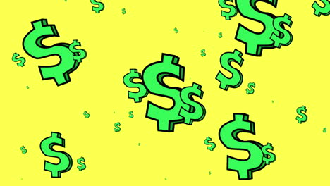 Animierte-Grüne-Dollarzeichen-Vor-Einem-Gelb