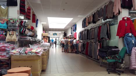 Inside-GD-Poland-International,-clothing-retail-and-trading-center,-Slow-motion