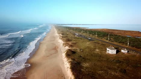 The-Outer-Banks-of-North-Carolina-Aerial-as-shot-from-Frisco-NC,-Frisco-North-Carolina