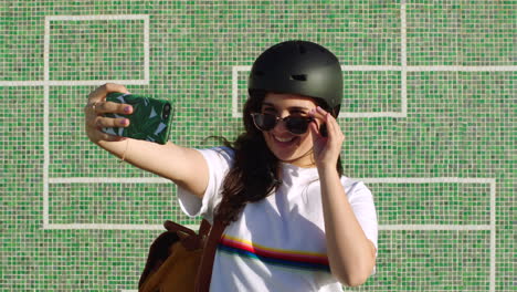 A-cool-female-skater-taking-a-selfie-using
