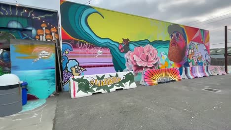 Colorful-street-art-showcasing-the-works-of-local-artists-in-Monterey,-California-