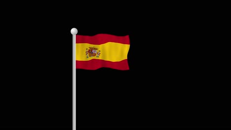 Bandera-Española-Ondeando-Al-Viento-Frente-A-Un-Fondo-Negro