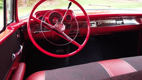 Looking-through-the-window-of-a-1957-Chevy-Bel-Air