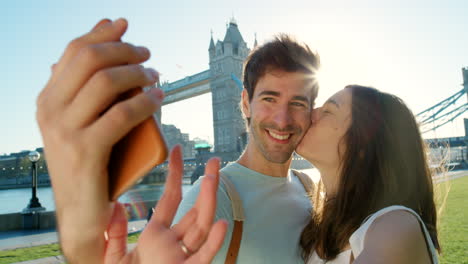 Love,-travel-and-selfie-with-couple-at-river
