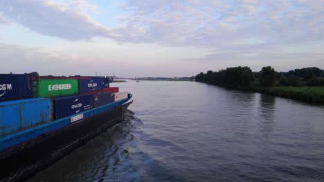 Jenga-Cargo-Container-Ship-Going-Past-Along-River-Noord-Near-Ridderkerk