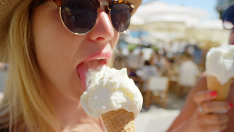 Two-friends-enjoying-vanilla-ice-cream-cones