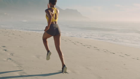 Active,-healthy-and-fit-woman-running-on-a-beach