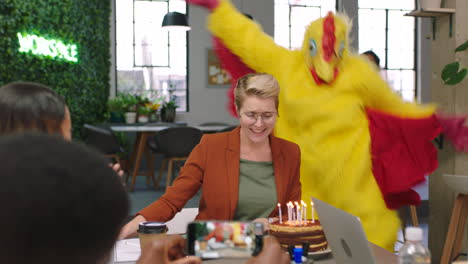 Party,-dance-and-chicken-with-a-business-team