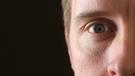 Closeup-face-of-a-man's-eye-wearing-contact-lenses
