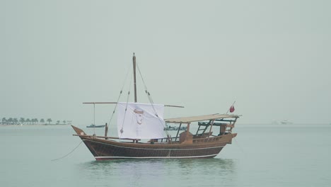 Qatar-National-Day-One-Single-Boat-Floating