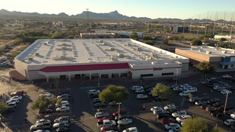 Costco-Wholesale-building-exterior-with-parking-lot-in-Tucson,-Marana,-Arizona
