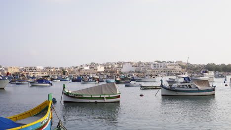 Stagnant-fishing-fleet-boats-docked-at-Marxaslook-Malta