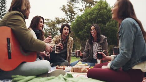 4k-video-of-young-friends-having-a-picnic-outside