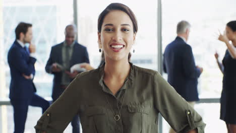 4k-footage-of-businesswoman-standing-in-a-office