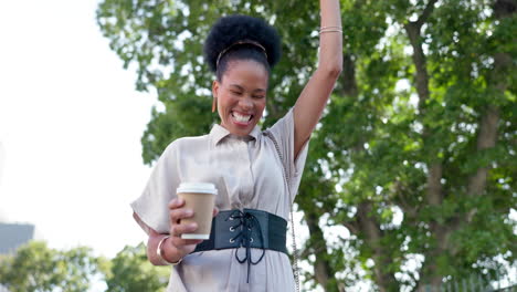 Winning,-surprise-and-black-woman-with-phone