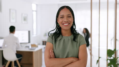 Face,-business-and-black-woman-with-arms-crossed