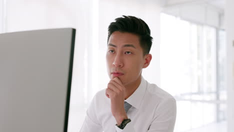 Asian-businessman,-thinking-face