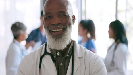 Black-man,-face-or-happy-doctor-with-leadership
