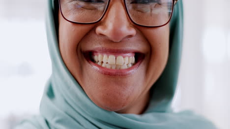 Islamic-woman-and-dental-health-face-with-happy
