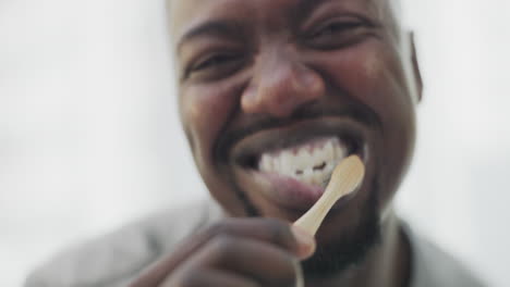 Brushing-teeth,-cleaning-and-face-of-black-man