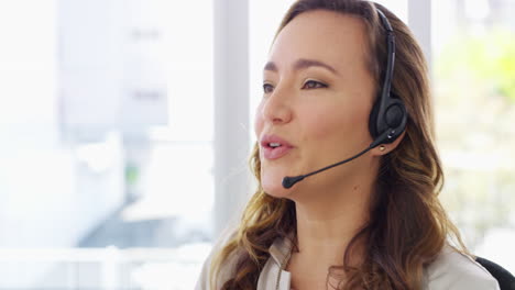 Customer-service,-happy-businesswoman-with-headset