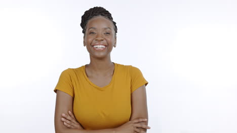 Crossed-arms,-smile-and-portrait-of-black-woman
