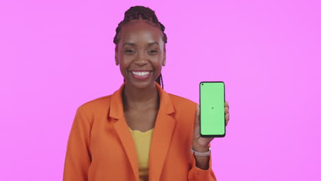 Black-woman,-ok-hands-and-phone-screen-mockup