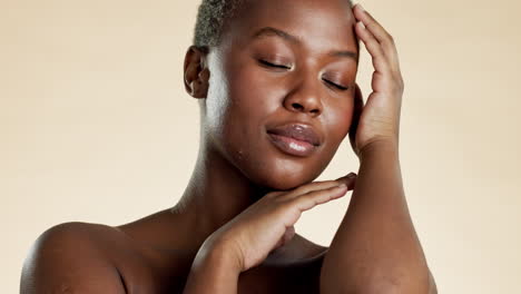 Skincare,-beauty-and-black-woman-touch-face
