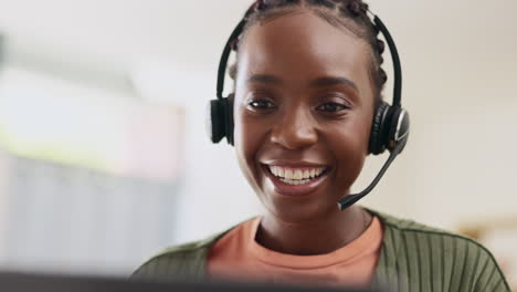 Black-woman,-face-and-call-center
