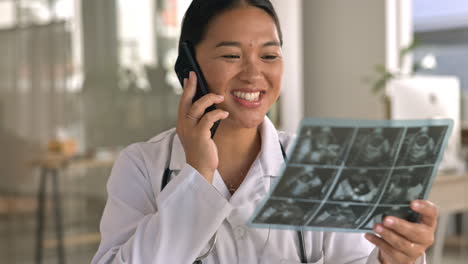 Ultrasound-xray,-woman-and-phone-call