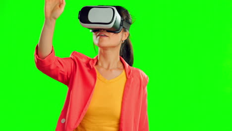 VR-glasses,-green-screen-and-woman-isolated