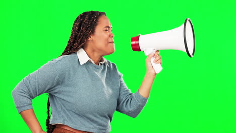 Protest,-shouting-and-woman-with-a-megaphone-by