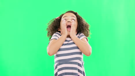 Girl,-child-and-screaming-on-green-screen