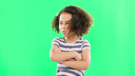 Green-screen,-no-and-face-of-child-shaking-head