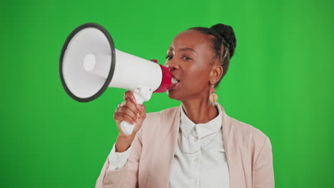 Shout,-attention-and-black-woman-with-megaphone