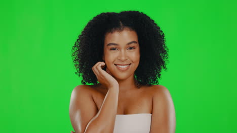 Green-screen,-beauty-and-face-of-woman-for-hair