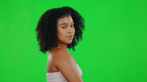 Hair,-green-screen-and-face-of-woman-for-beauty