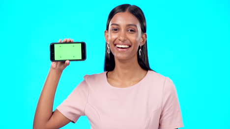 Advertising,-green-screen-and-woman-with-phone