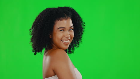 Green-screen,-beauty-and-face-of-woman-laugh