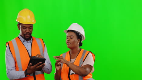 Green-screen,-engineer-and-employees