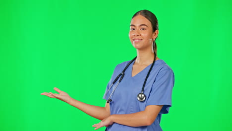 Healthcare,-green-screen-and-woman-doctor
