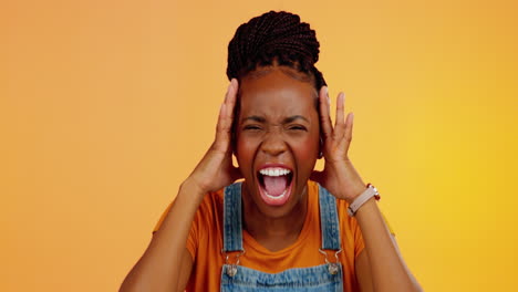 Black-woman,-screaming-and-mental-health