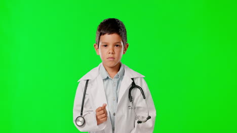 Portrait,-children-and-a-child-doctor-on-a-green