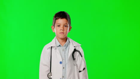 Doctor,-Pantalla-Verde-Y-Un-Niño-Apuntando-Al-Espacio