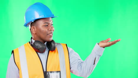 Smile,-construction-and-black-man-with-space