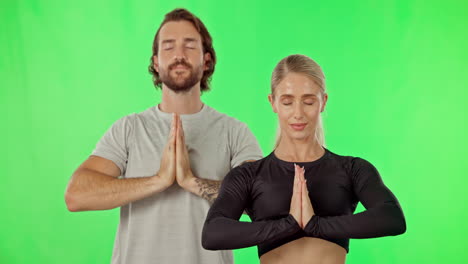 Meditation,-man-and-woman-on-green-screen