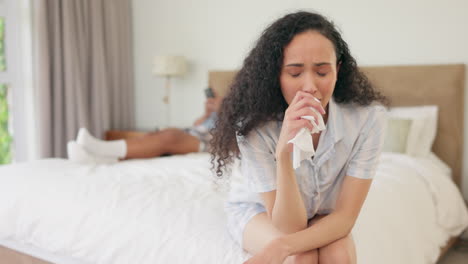 Sad,-crying-and-divorce-with-couple-in-bedroom