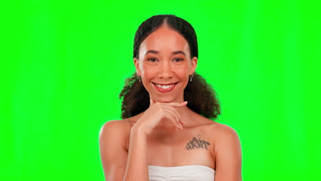Beauty,-happy-and-face-of-woman-on-green-screen