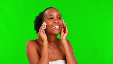 Beauty,-black-woman-and-green-screen-with-cotton